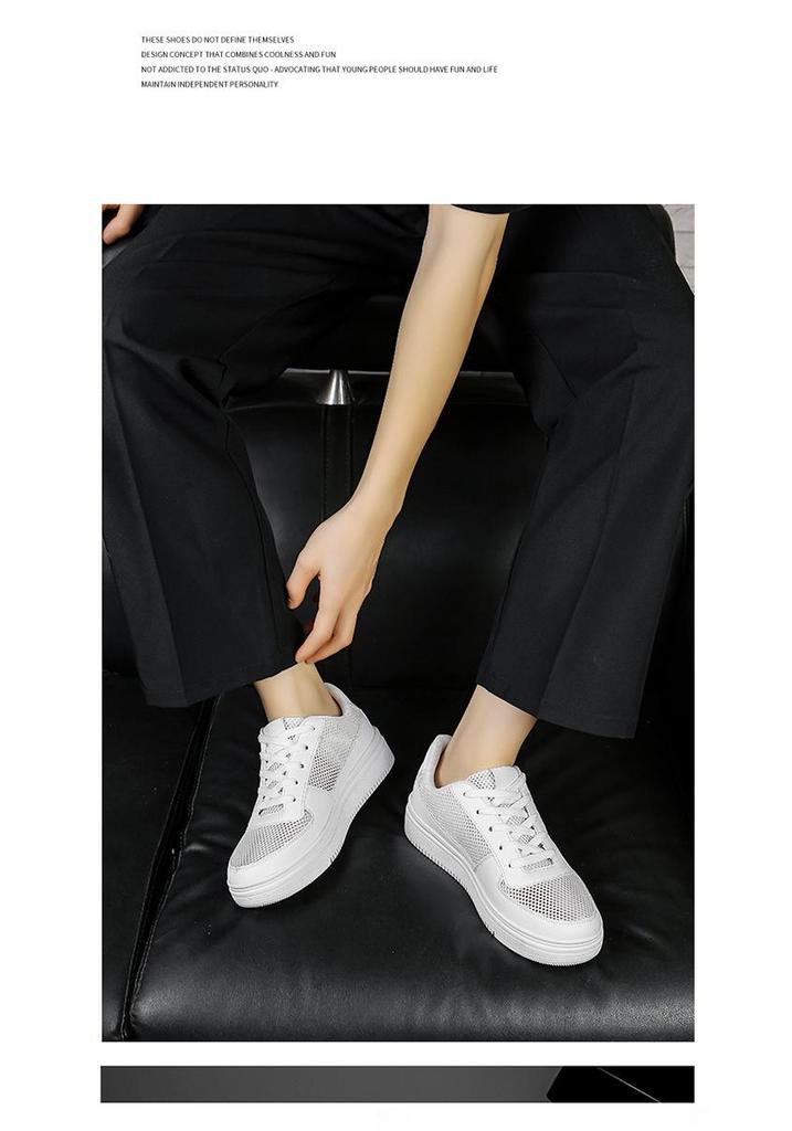 Men's Summer Air Force White Breathable Mesh Shoes, Size 48 - Fashionable Large Size, Versatile Student Footwear.