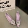 Fashion Flat Shoes for Women's New 2025 Spring and Autumn Retro Flower Pointed Toe Fashion Rhinestone Casual Women's Scoop Shoes Ladies