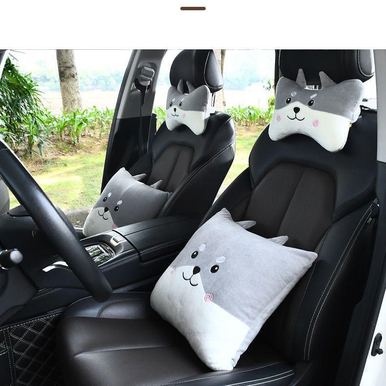 Updated Cartoon Headrest Pillow Charming Headrest Plush Cartoon Animal Car Lumbar Support Pillow Creative Car Neck Pillow Accessories