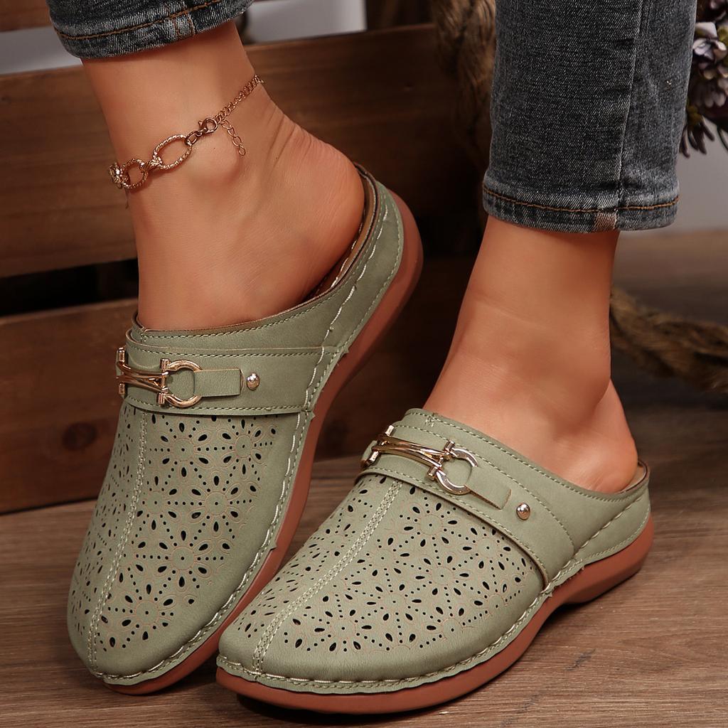 Fashion 2025 New fashion women's thick-soled slippers in Baotou, large-sized casual Baotou backspace thick-soled slippers