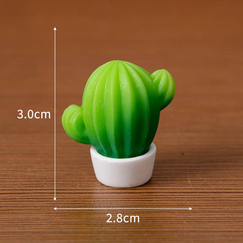 2Pcs Artificial Realistic Succulent Cactus Resin Potted Plants Dollhouse Miniature Desktop Decor Micro Landscape Ornaments