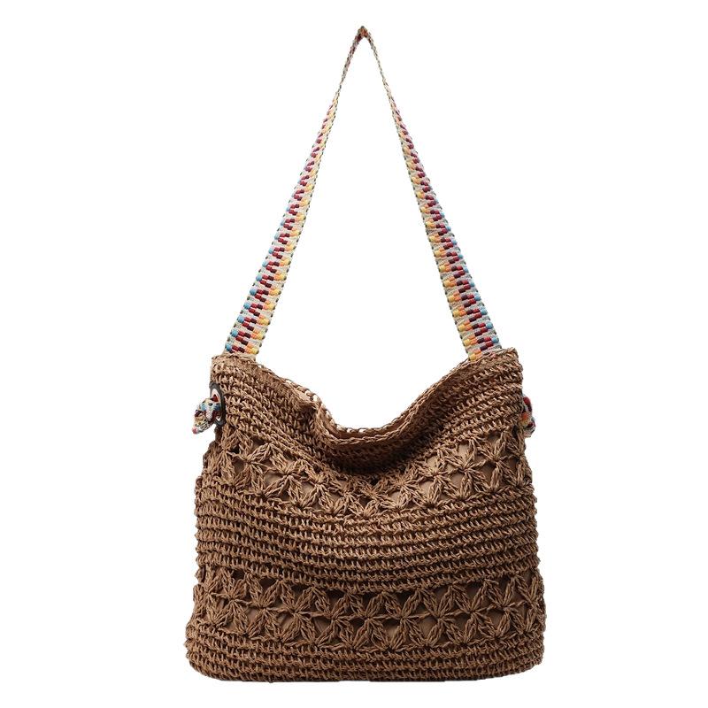 Lazy Wind Straw Woven Large-capacity Bucket Bag Women's 2025 Summer New Trend Fashion Hollow Shoulder Messenger Bag