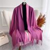Fashion Solid Cashmere Warm Scarf for Women New Design Pashmina Winter Double Color Shawl Wraps Bufanda Tassel Blanket Poncho