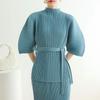 2026 Spring Miyake High-End Pleated Batwing Sleeve Casual Top