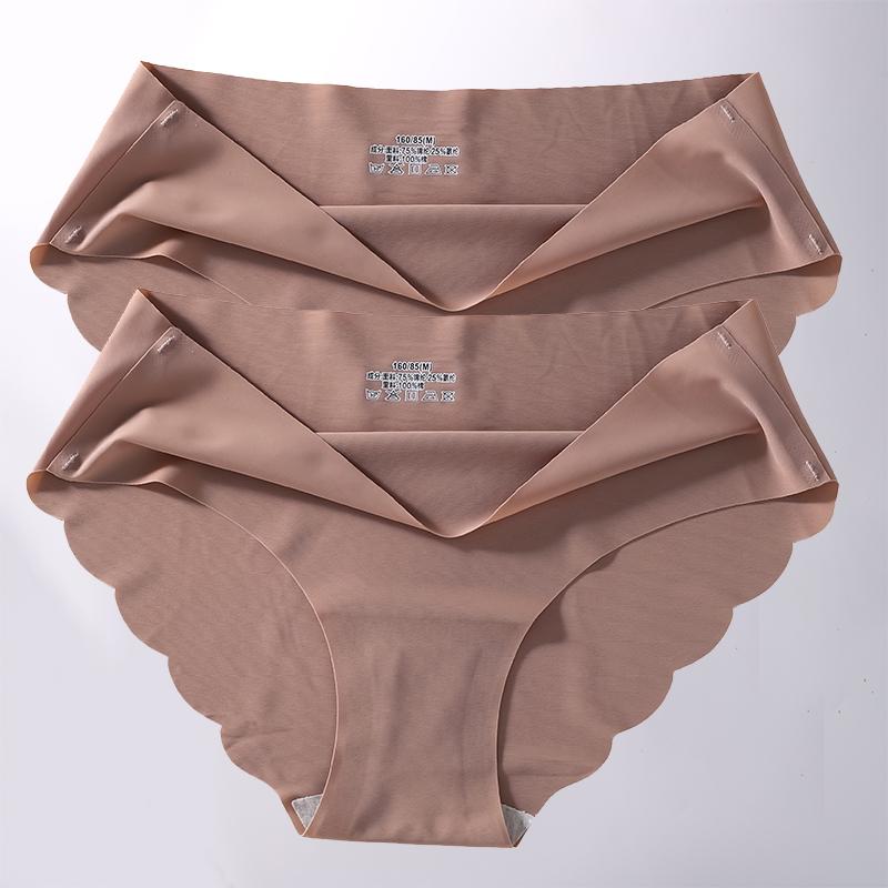 2 Stück/Set M-XL Nahtlose Eis-Seide Sexy Damen Slips Pantys 7 Unifarben Atmungsaktive Pantys Unterwäsche Für Mädchen Dessous