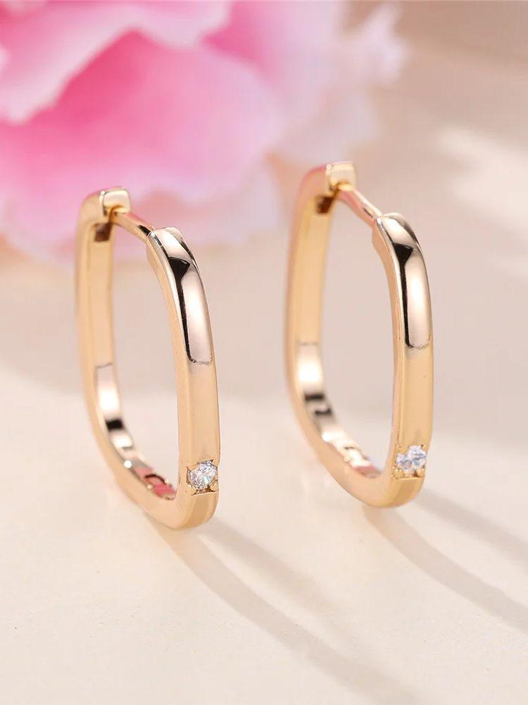

Trendy Crystal White Zircon Squarel Hoop Earrings For Women Vintage Gold Color Wedding Jewelry