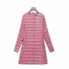 New Down Jacket Women's Light, Medium and Long Fashion and Thin White Duck Down Snap-button Round Neck Warm Liner Jacket