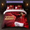 Set Biancheria da Letto Personalizzato Cristiano Ronaldo con Nome Testo 1 Copripiumino+2 Federe Logo Calcio Regalo Personalizzato per Occasione Speciale Arredamento Camera da Letto