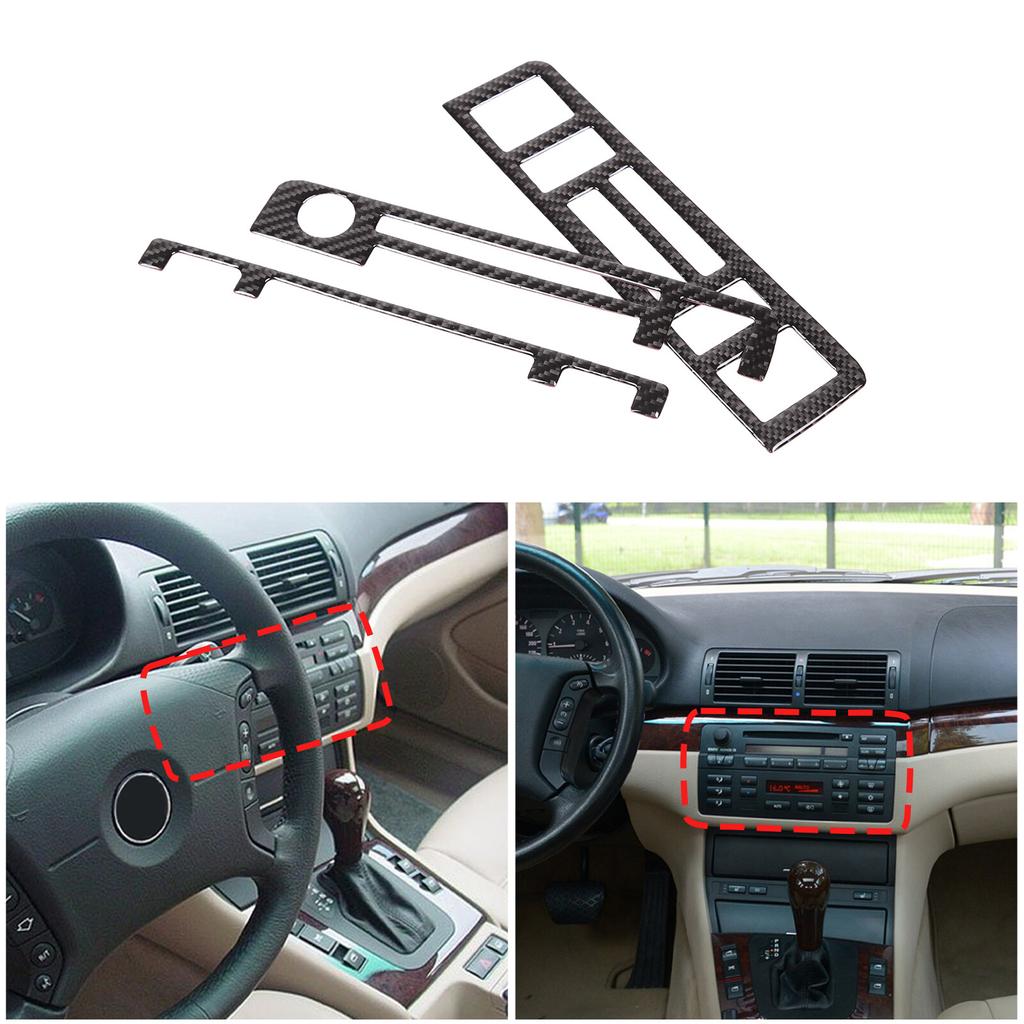 Carbon Fiber Central Console CD AC Cover Trim For BMW 3 Series E46 1998-2005