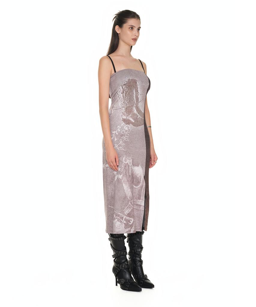 Too Much Tax Cowgirl Printed Dress Brown