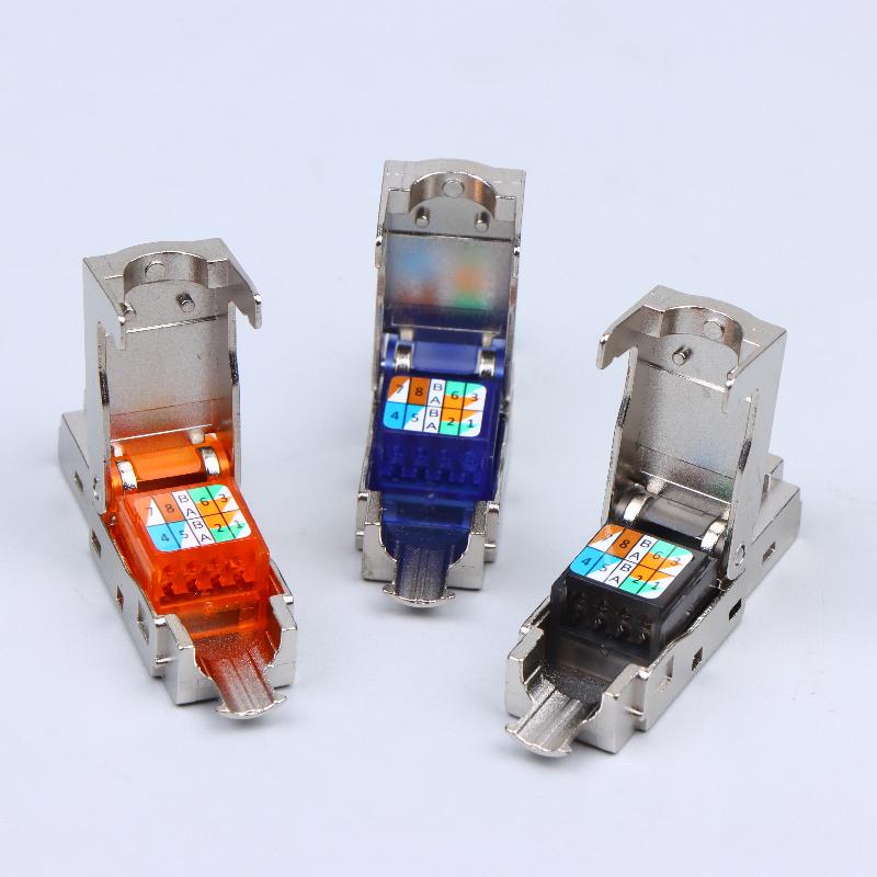 1Pc Rj45 Cat8 Cat7 Cat6A Connectors Tool-Free Zinc Alloy Shielded Ethernet Termination Plugs For 23Awg Sftp Cables