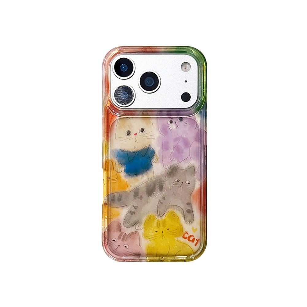 

Корейский Милый Граффити Размытый Котенок Чехол для Телефона для IPhone 13 15 14 16 17 Pro Max Ударопрочный Мягкий Прозрачный Задний Чехол iPhone 15 Pro