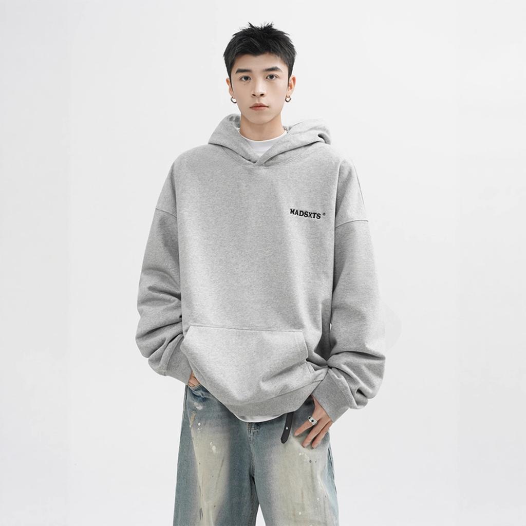 Printed Letters Hooded Sweater Men Loose Gray Casual Couple Hoodie Coat In Autumn and Winter.