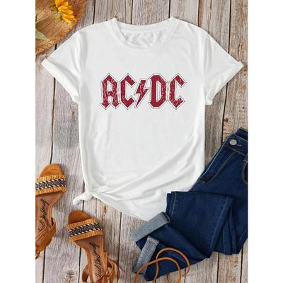 Casual Fashion Top Shirt, Letter Print Short Sleeve T-Shirt Round Neck T-Shirts, Women's Clothing