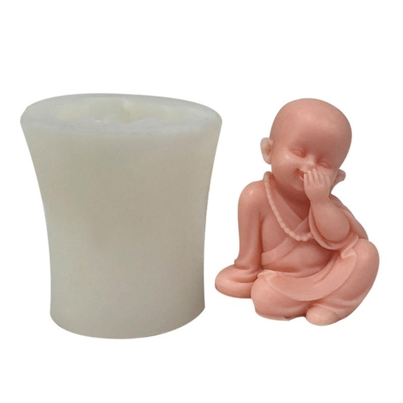 Buddhas Monk Shape Silicone Molds DIY Epoxy Resin Molds Table Ornament Mould Candle Plasters Making Tool Easy-to Clean