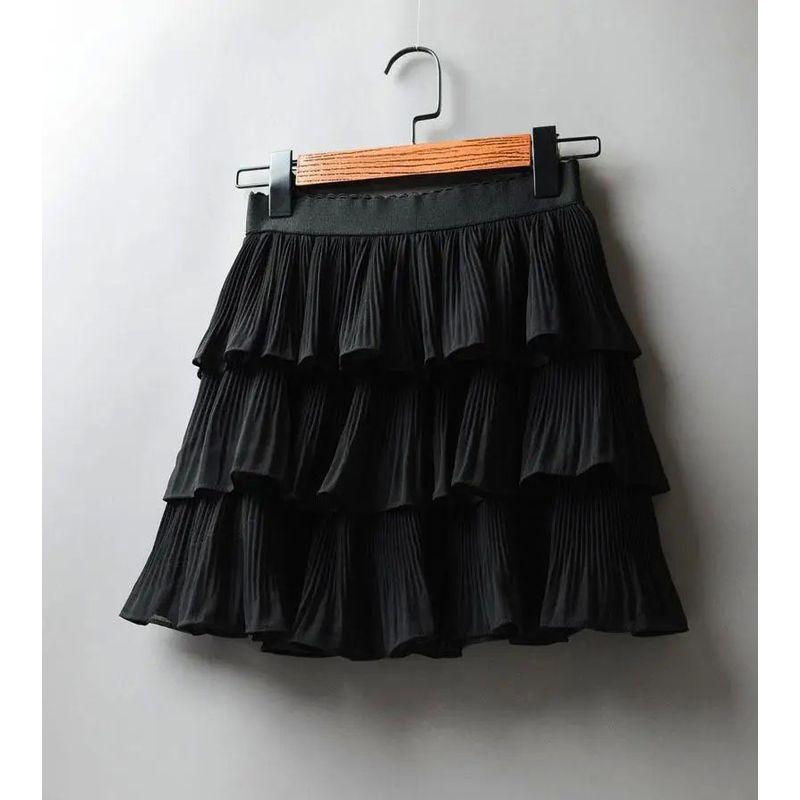 Anti Glare Elastic Waist Lovely Skirt Elastic Waist Loose Pleated Skirt