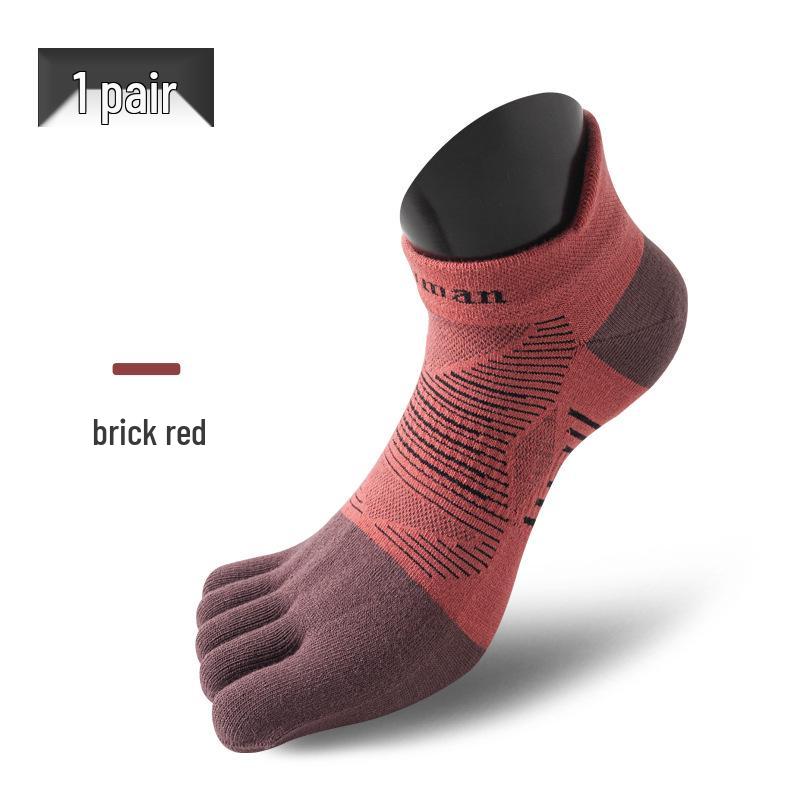 

CoolMax Unisex Running Five-Toe Socks: Anti-Abrasion, Quick-Dry, Lycra, Thick, Split-Toe Design for Sports M (38-41) кирпич красный