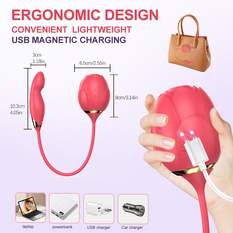 Rose Dildo Vibrator for Women Nipple Clitoris Stimulator G Spot Anal Vibrator Tongue Licking Vibrating Egg Sex Toys Masturbator