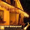 Solar Curtain Icicle Lights Outdoor Eaves Decoration Lights 8 Lighting Modes Wedding Christmas Party Garden Fairy Lights String