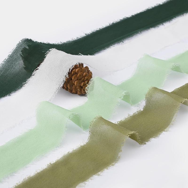 4CMx5M Hand-Torn Frayed Edge Cotton Linen Ribbon For Wedding Invitation Bouquets Wrapping Xmas Valentine'S Day Gifts Decorations