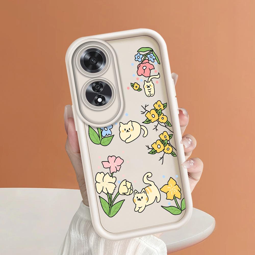 For Realme 11 11x 12x 12 Pro C21 C30 C33 C35 C65 OPPO A18 A38 A60 A96 Reno 10 11 12 Pro Flowers Pattern Soft Full Camera Protect Phone Case