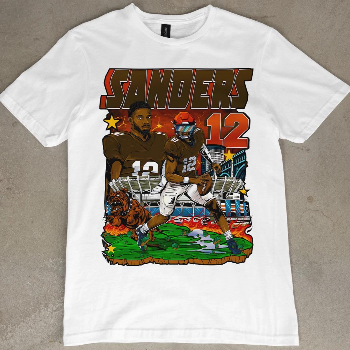 Shedeur Sanders Graphic T-Shirt Cleveland Browns Colorado Football Tee Retro NEW S