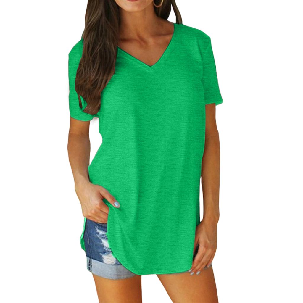 Women's Fashion Casual Blouse Plus Size T-Shirt V-Neck Short Sleeve Top