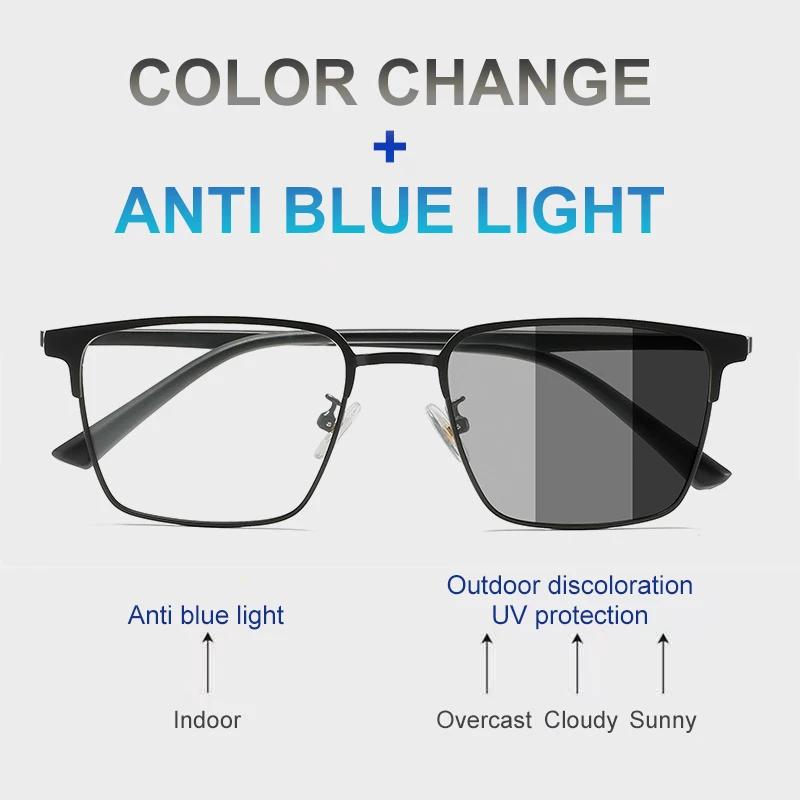 Photochromic Glasses Blue Light Resistant Glasses Men'S Half Frame Business Glasses Women'S Finished Computer Glasses