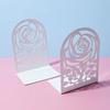2Pcs Hollow Design Rose Bookends Metal Book Ends Durable Book Supports  Study Room