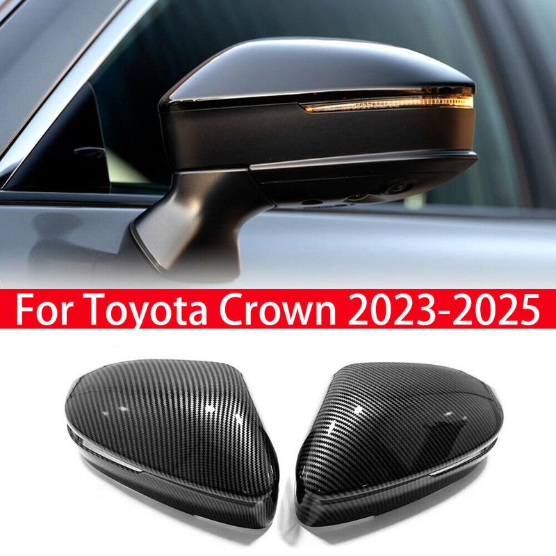 For Toyota Crown -2025 Car Sticker Rearview Side Mirror Cover Wing Cap Exterior Door Rear View Case Trim Carbon Fiber Look