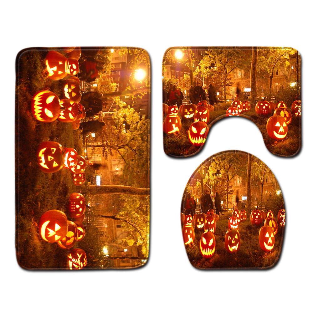 Halloween Bathroom Three-Piece Floor Mat Household Door Mat Bedroom Living Room Carpet