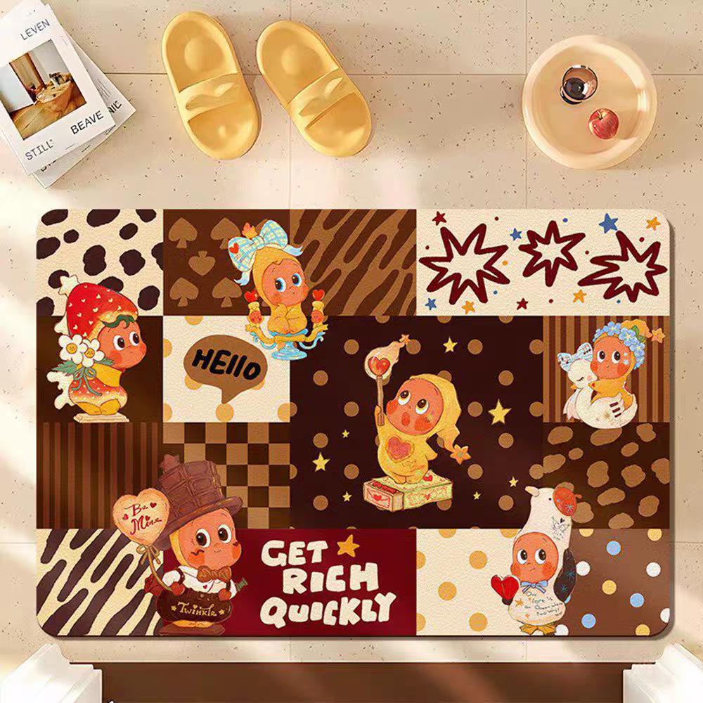 Cartoon Star Man Diatom Mud Bathroom Mat, Hand-Washable, Water Absorbent, Anti-Slip Toilet Door Mat