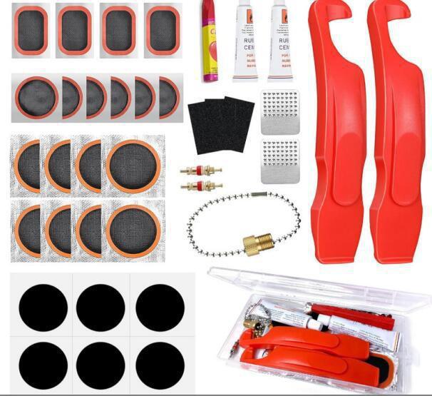 Bicycle Tire Repair Kit with Cold Patch, Glue, and Lever Tools