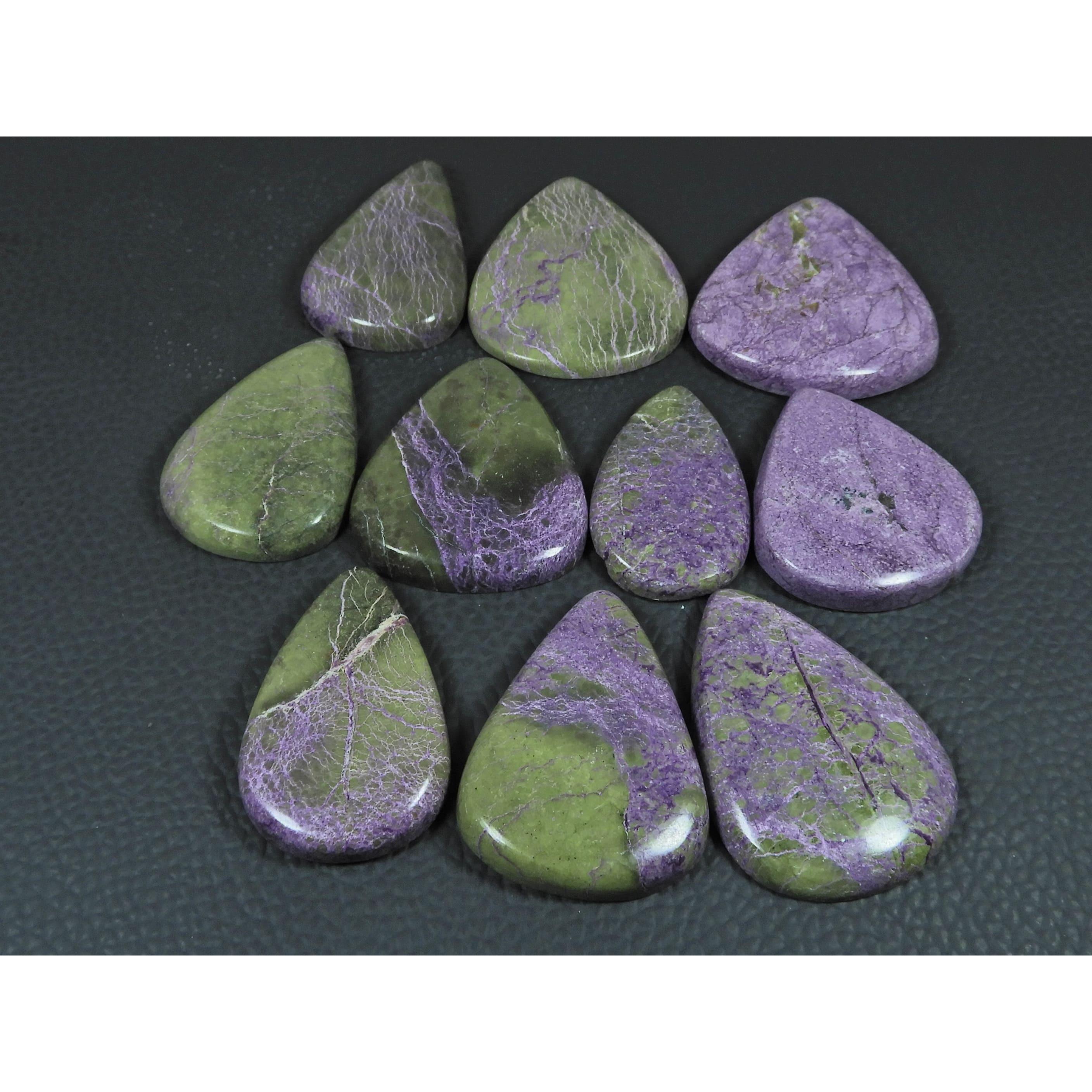 370Pcs Natural Stichtite Pear Shape Cabochon Loose Gemstone 370 Cts. Lot C-2996