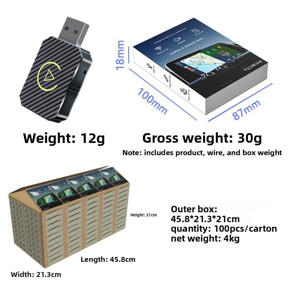 CarPlay Box Wireless Upgrade Android Smart Car Stereo Module Wired to Wireless CarPlay Adapter for Cars