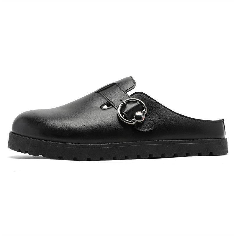 

Мужская обувь весна и лето новый простой стиль обувь Boken модная универсальная для дома и прогулок повседневная удобная нескользящая толстая подошва половина сопротивления 39 чёрный