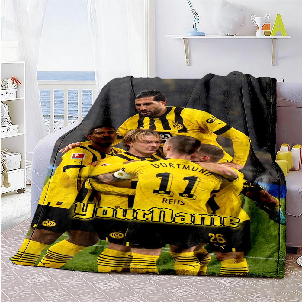 Borussia Dortmund Customize Text Blanket Lightweight Customizable Blanket Warmthful Decor Great for Office Couch Bed Living Room Ideal for All Seasons