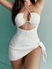 European & American Sexy Ribbed Hollow-Out Backless One-Piece Swimsuit for Women