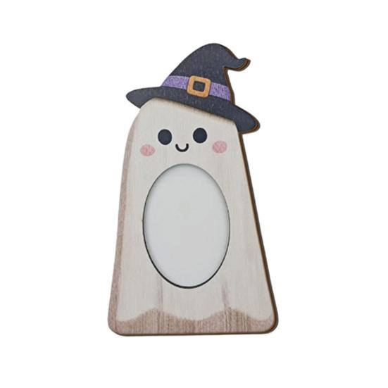 Holiday Gift Photo Holder Halloween Wooden Frame, Pumpkin/Ghost Picture Frame for Wall Personalized Hanging or Desktop Display, Home Decor Sturdy Wood