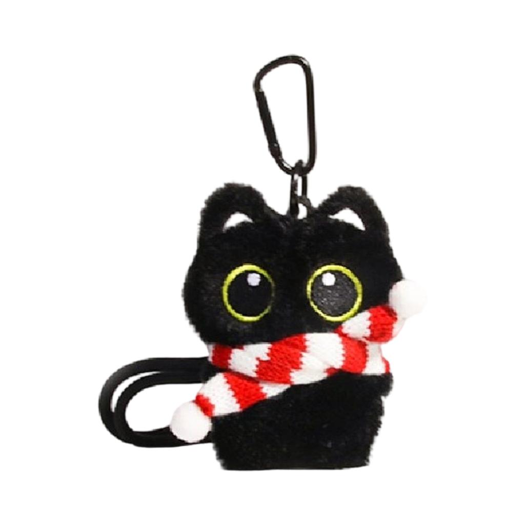 Stylish Adorable Black Cats Bag Charm Plush Doll Portable Accessory for Handbag Decoration and Special Occasions