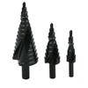 3PCS 4-32MM Multifunctional Spiral Groove Nitridation HSS Stepped Cone Drill Bit Set