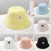 Kids Cotton Sun Hat With Smiling Face Embroidery Design For Summer Outdoor Sun Protection