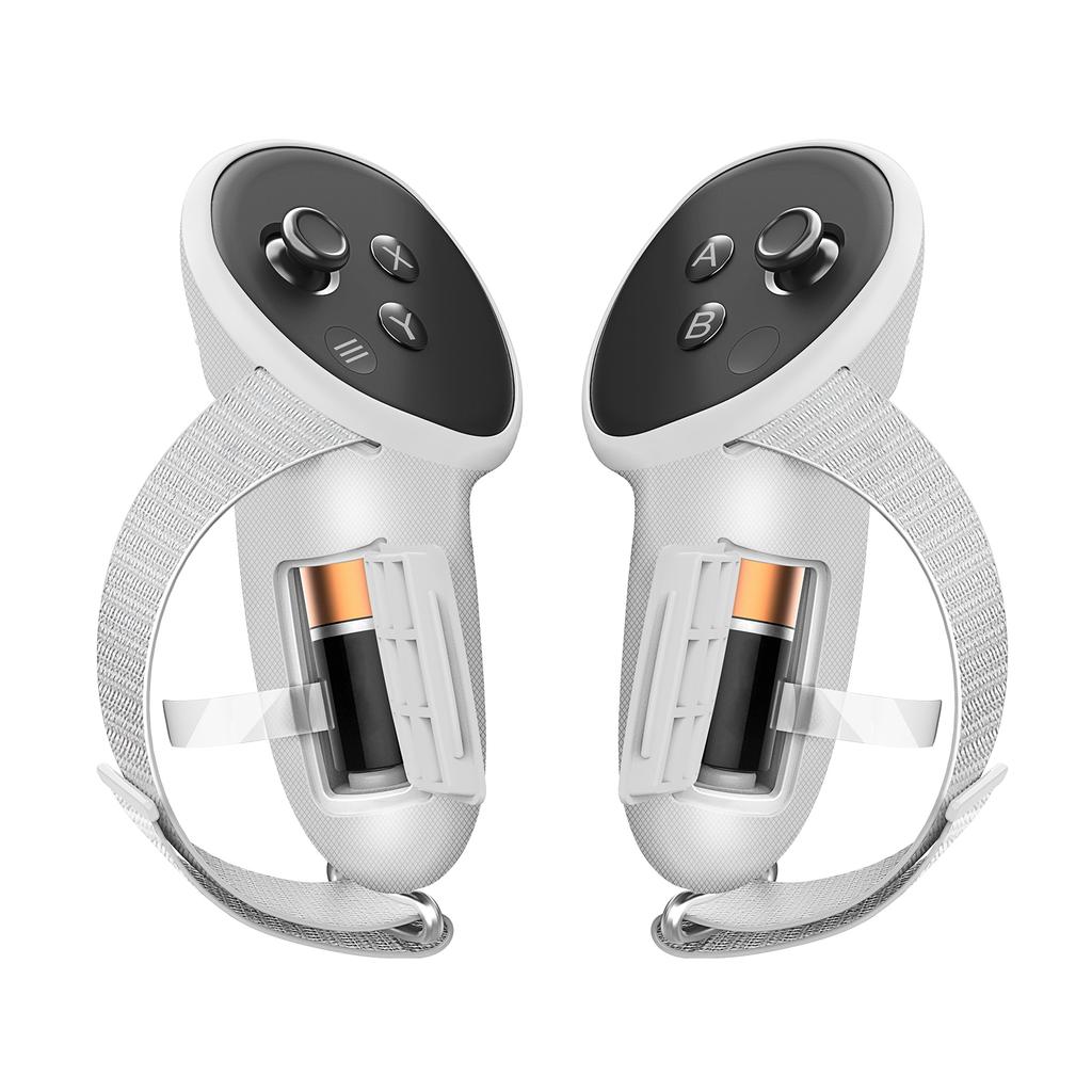 Silikon-Schutzhüllenset für Controller für Meta Quest 3 Verstellbarer Knöchelriemen & Akku-Öffnungsabdeckung für Meta/Oculus Quest 3