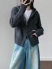 Women's Long Hooded Pure Wool Knit Cardigan with Double Zipper and Pockets