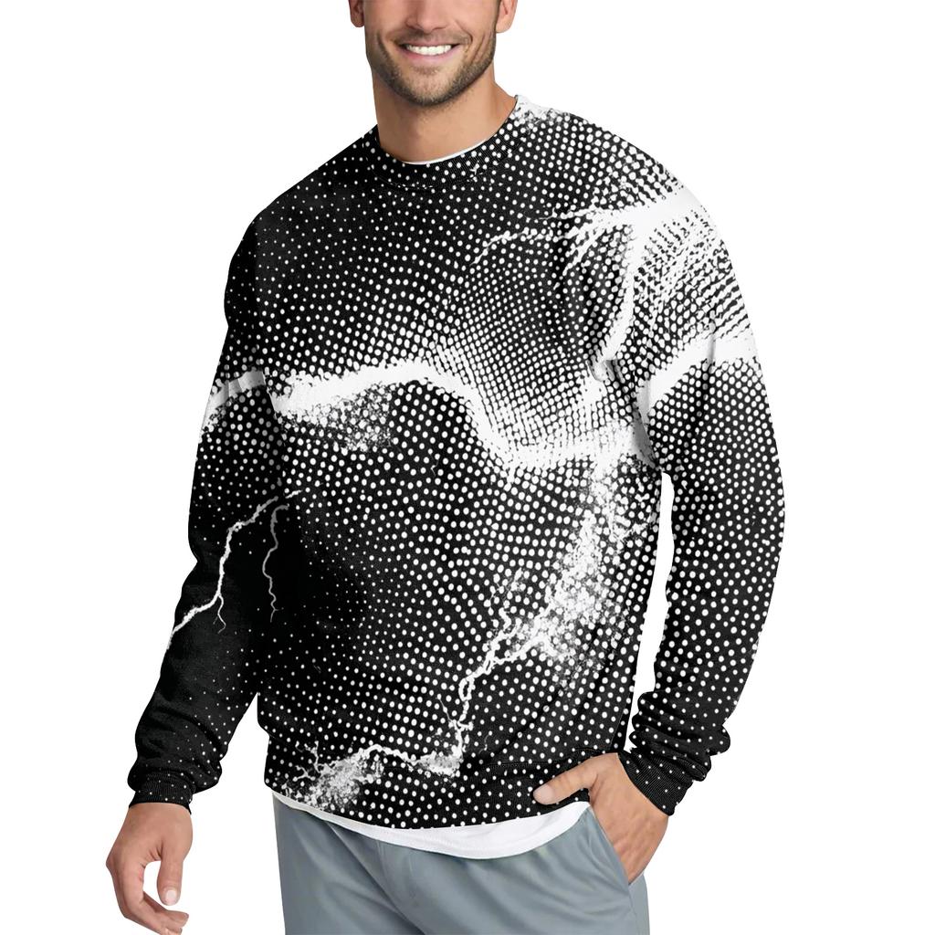 Men's Casual Fashion Printed Round Neck Pullover Sweatshirt