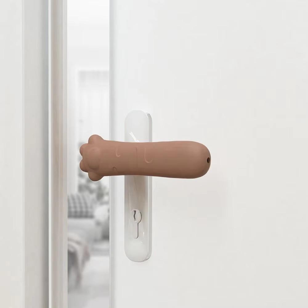 2pcs Silicone Cat Paw Door Handle Cover Cartoon Baby Safety Protect Suction Cup Living Room