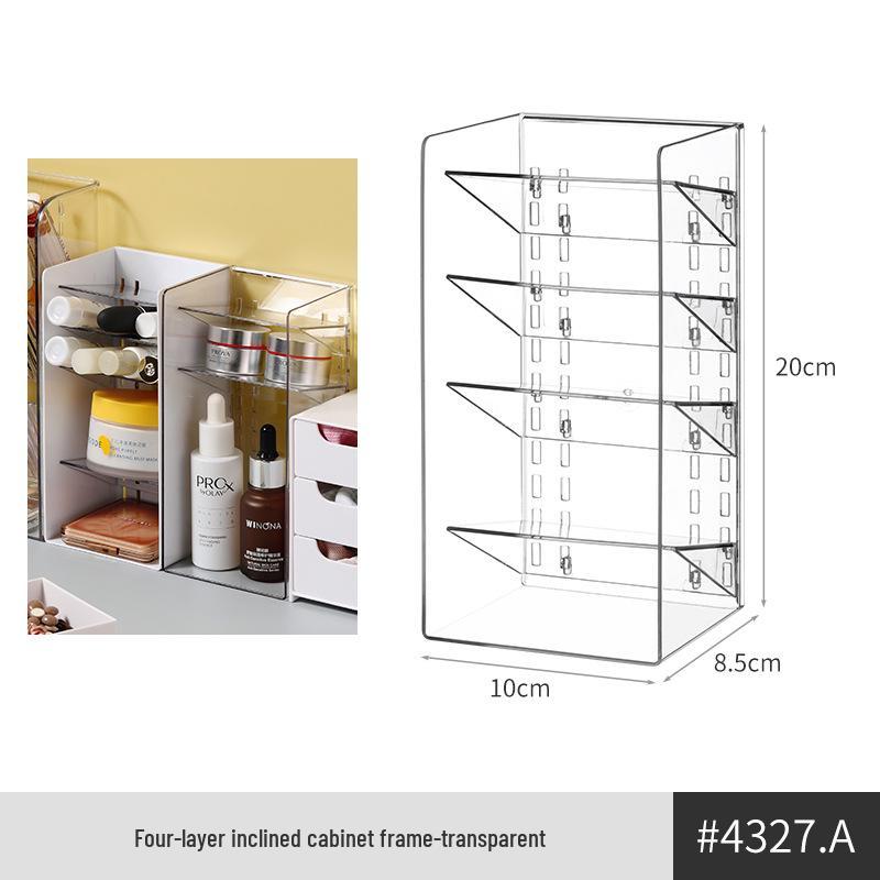 Desktop Transparent Storage Box for Sundries, Cosmetics, Stationery, Tableware with Mirror Cabinet
