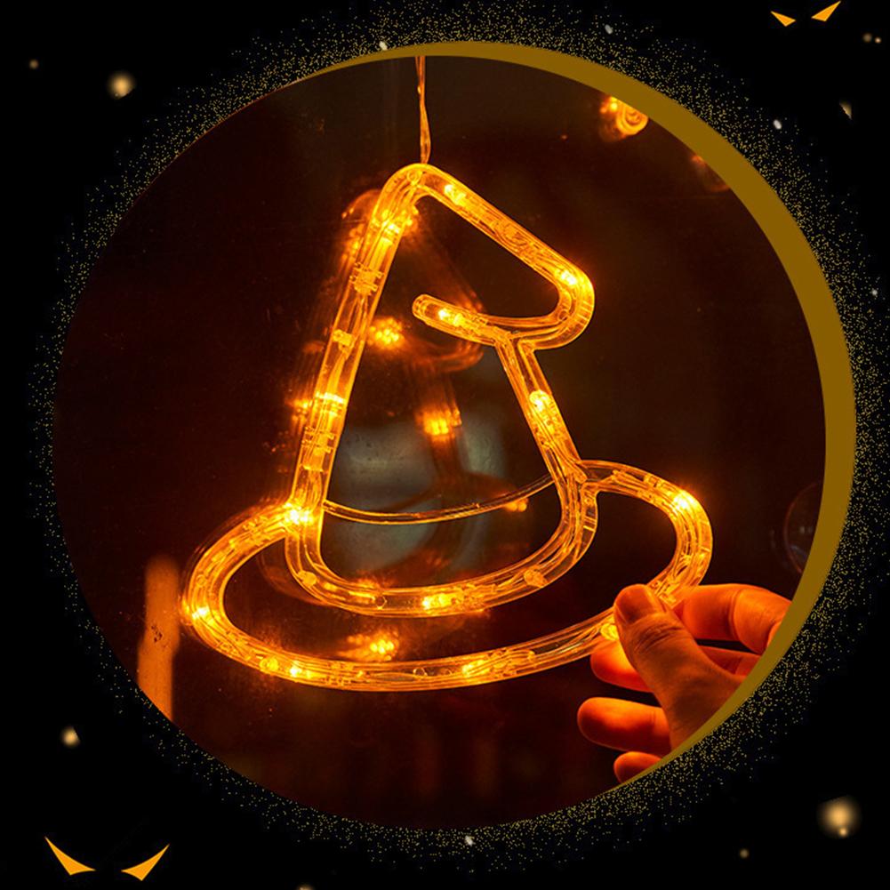 Halloween LED Lights Battery-Powered Ghost Pumpkin Hanging Party Lights for Windows