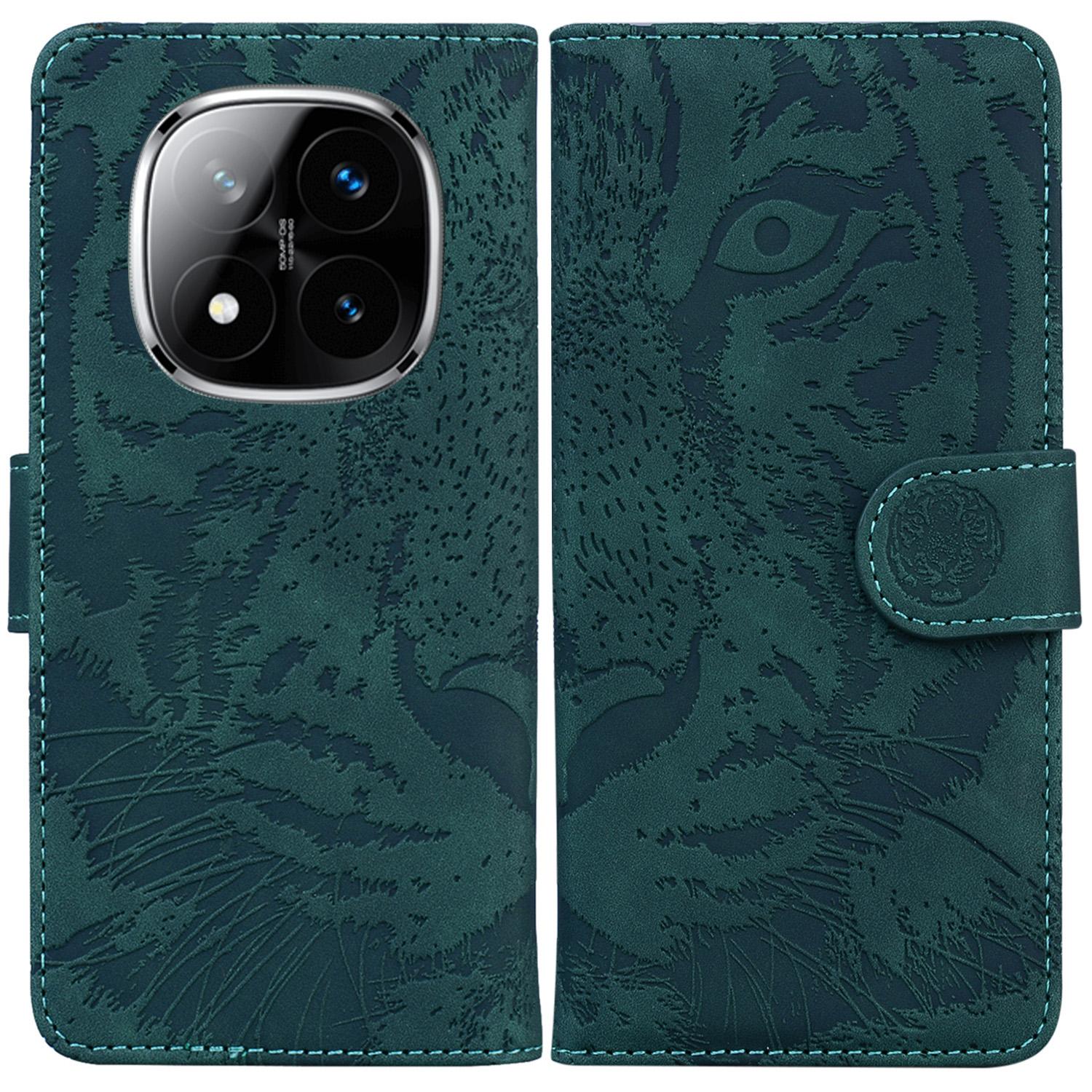 

For Xiaomi Redmi Note 14 Pro 5G/Poco X7 5G Case Tiger Imprint Leather Wallet Phone Cover D