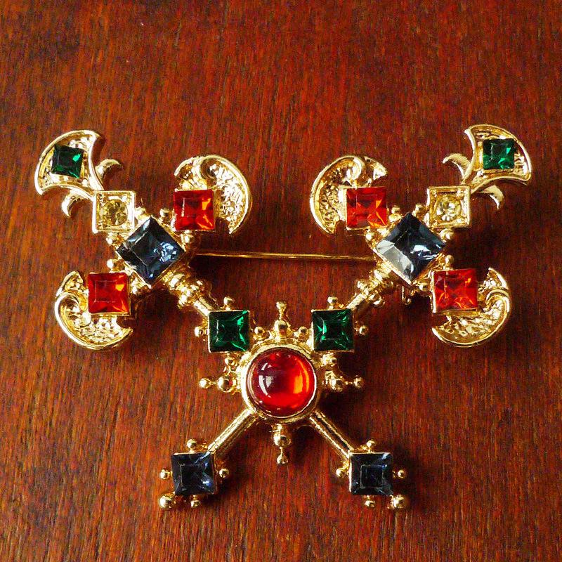 

Старинная дворец антикварная повторно гравированная цветная брошь сокровище цветной драгоценный камень жемчуг брошь свадебная вечеринка булавка